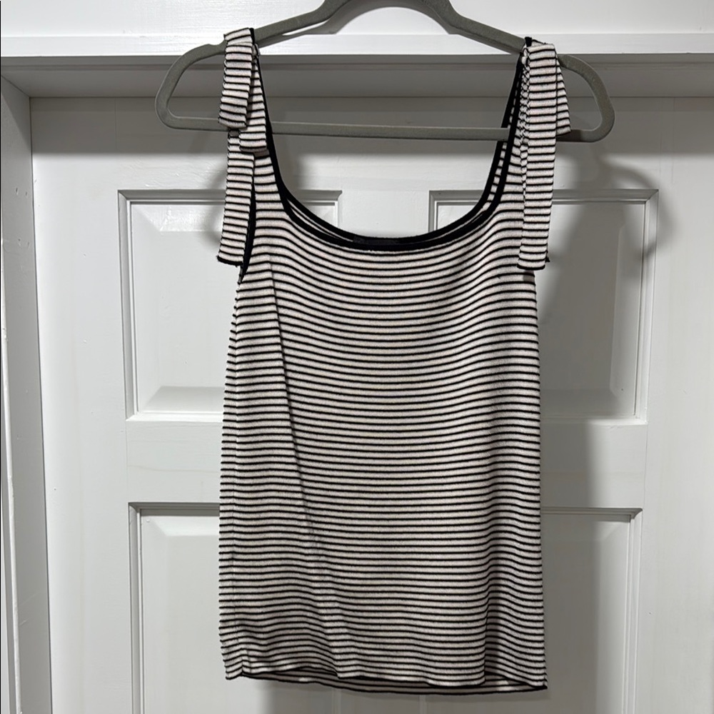 Black and White Striped Sleeveless Top